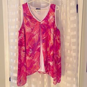 Double Slit Women’s Plus Tank Top Blouse 2X